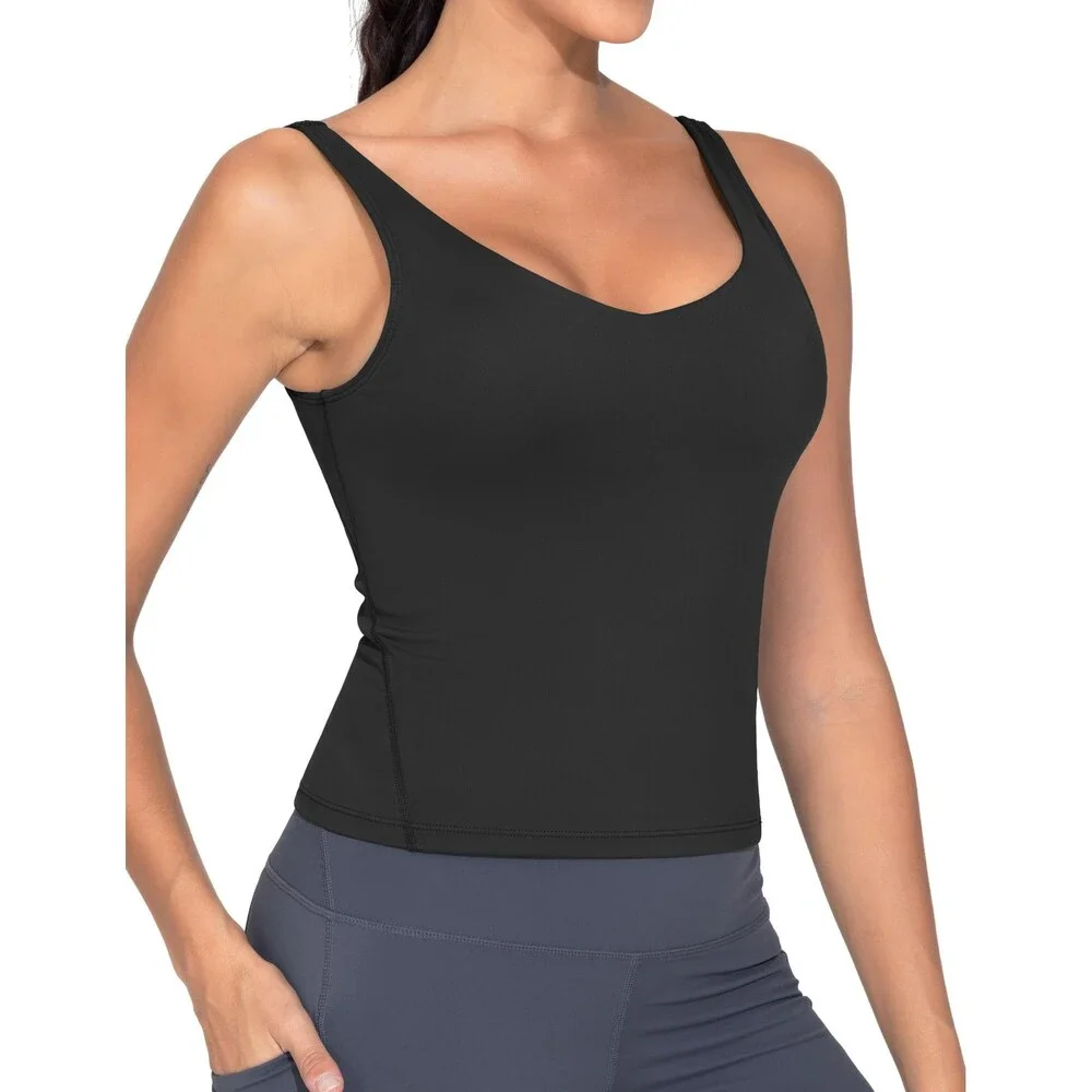 GYM Women's Black PEOPLE Longline Sports Bra Wirefree Padded Workout Yoga Tank M